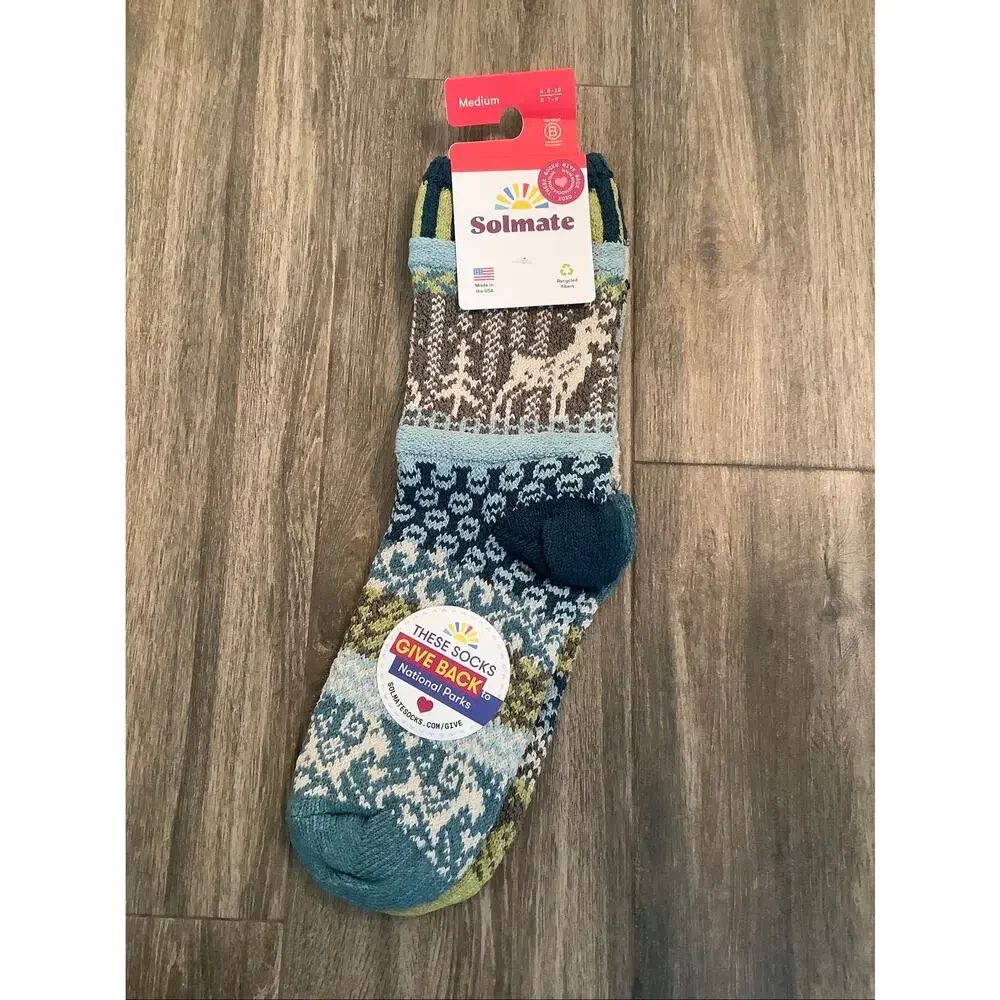 Solmate Unisex Medium Goat Pattern Knit Thick Crew Socks Winter Gorpcore A32-4
